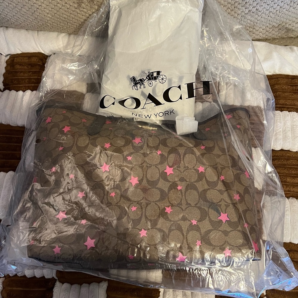 Coach Signature Disco Star City Tote in Khaki Multi NWTS! - Picture 6 of 7